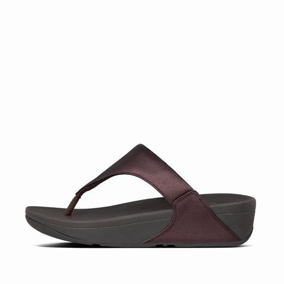 Sandales Entre-Doigts Femme Fitflop Lulu Cuir Chocolat Metal (BGX539168)